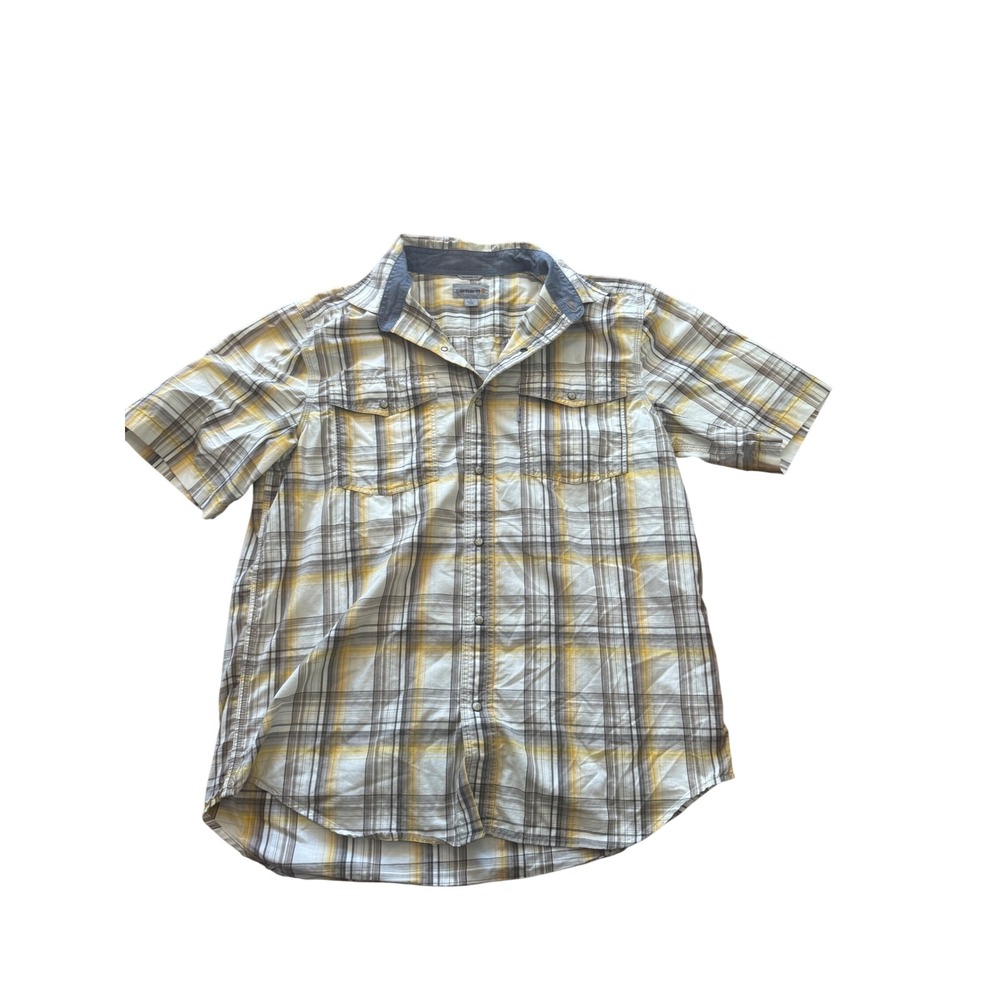 Carhartt Button Up Shirt Mens L Relaxed Fit Plaid Short Sleeve‎ Casual Work